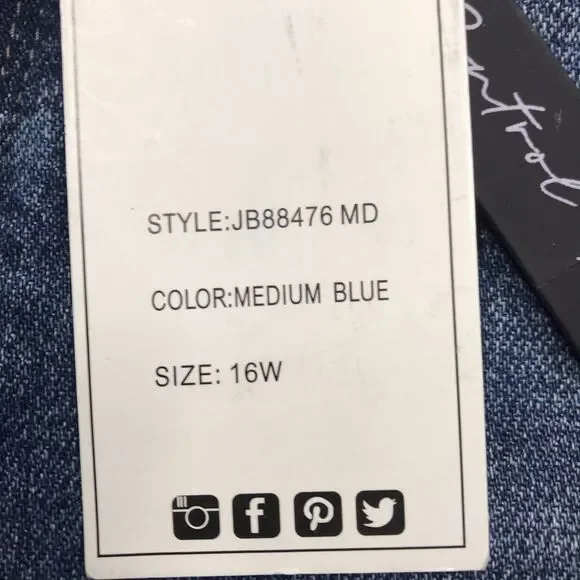 NWT JUDY BLUE Jean Women 16W (34x32) Tummy Control Slim Boot Stretch Vent Cuff - Picture 16 of 16